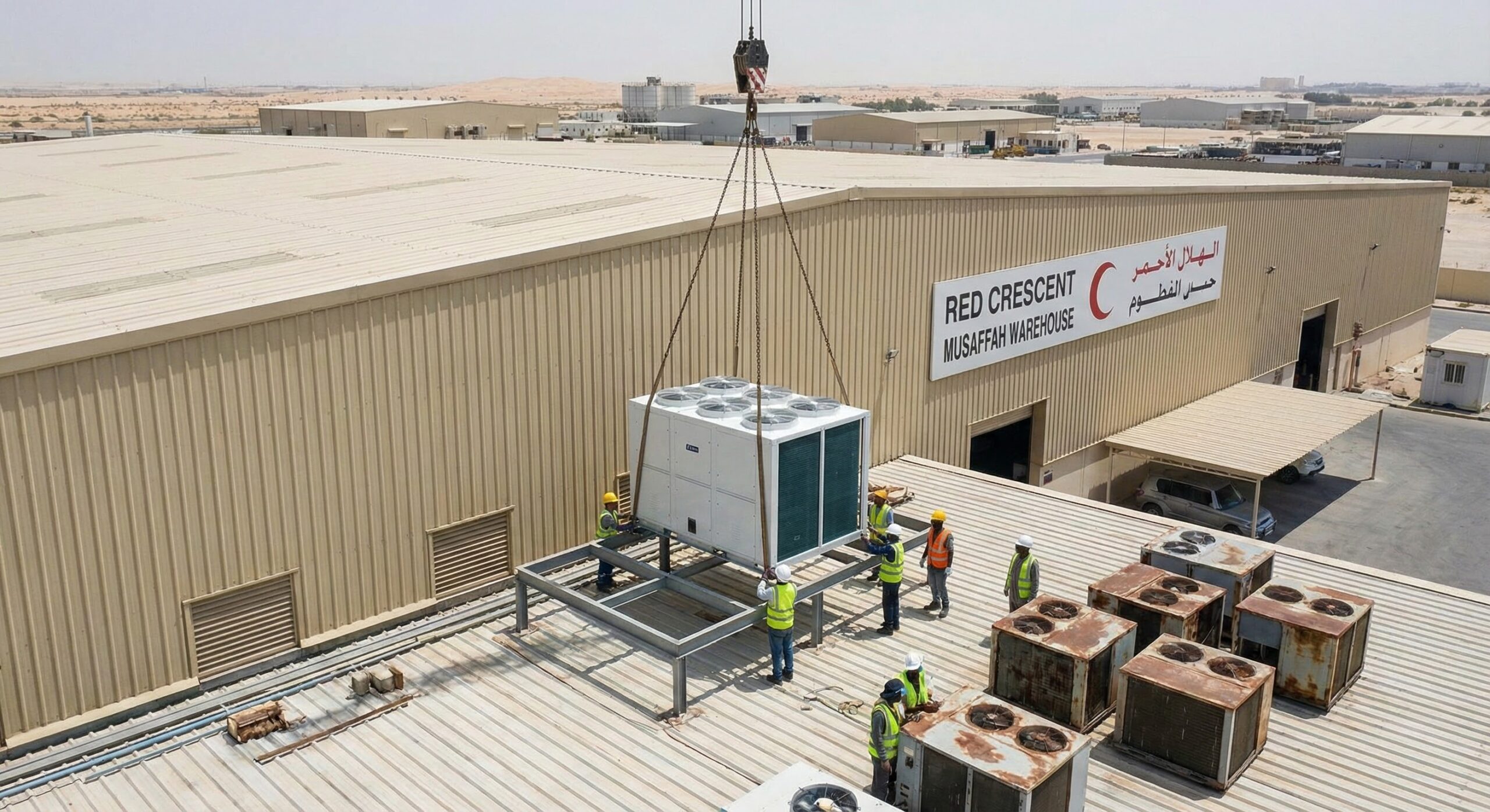 RED CREASENT MUSAFFAH WAREHOUSE PACKAGE UNITS REPLACMENT.